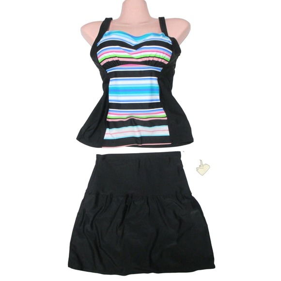 NWT $92 St Johns Bay Secretly Slender 2 Pc Swim Suit Skirted Size 8 - Picture 3 of 11